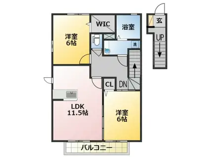 グランディールA(2LDK/2階)の間取り写真