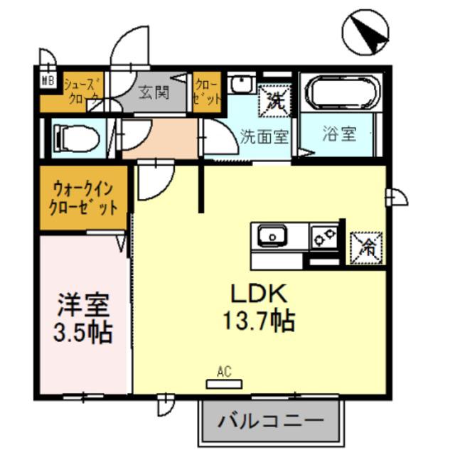 ヴェルドミールII(1LDK/1階)の間取り写真