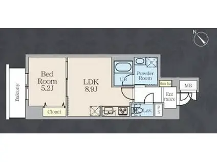 アルトヴィラ虎ノ門(1LDK/9階)の間取り写真