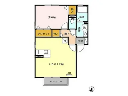 アルティスタB棟(1LDK/2階)の間取り写真