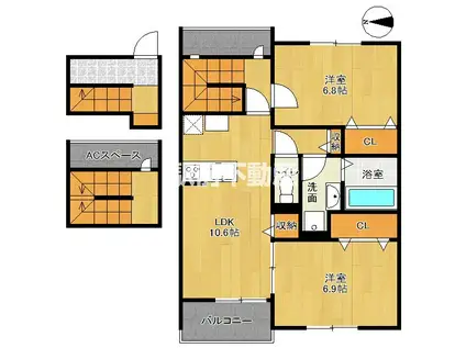 FAMILLE SAYANO(2LDK/3階)の間取り写真