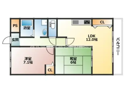 モンレーヴ大野(2LDK/2階)の間取り写真