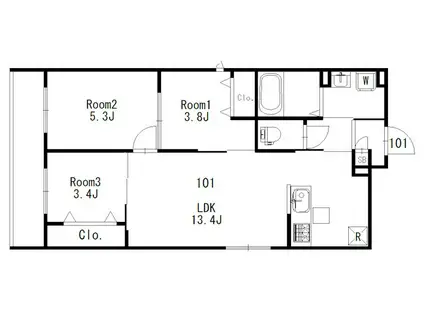 リソルテ(3LDK/1階)の間取り写真