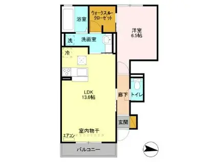 クレアI(1LDK/1階)の間取り写真