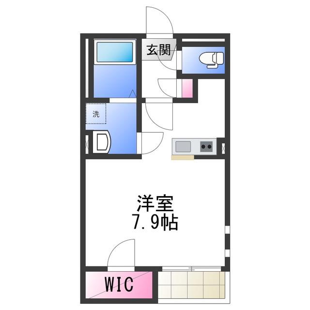 クレイノ畑山II(1K/2階)の間取り写真