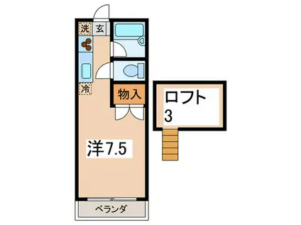 シリウス相模台(ワンルーム/2階)の間取り写真
