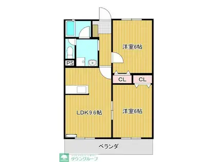 プリムヴェール(2LDK/1階)の間取り写真
