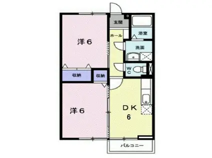 ヴィラージュ坪生(2DK/2階)の間取り写真