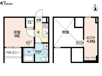 TEODORA浅間町 (1K/2階)の間取り写真