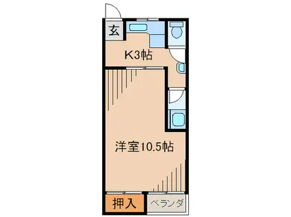 マンション以和貴(1K/3階)の間取り写真