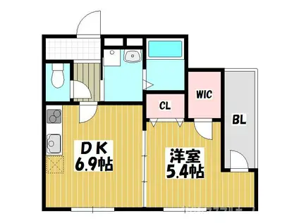 フジパレス畷南野アルファ(1DK/1階)の間取り写真