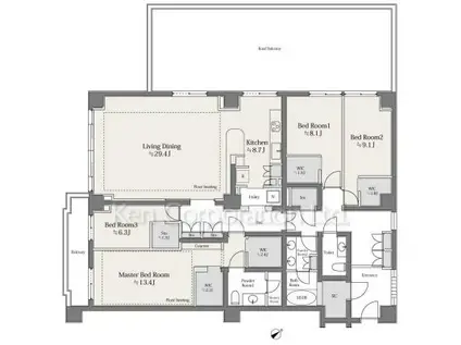 芝白金ヒルズ(4LDK/2階)の間取り写真