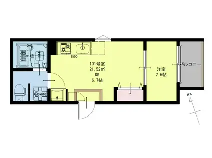REGALEST ADVANCE太子堂I(1DK/3階)の間取り写真