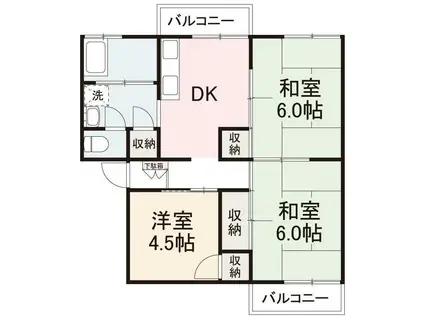 ラ・トゥール高松町 F1(3DK/4階)の間取り写真