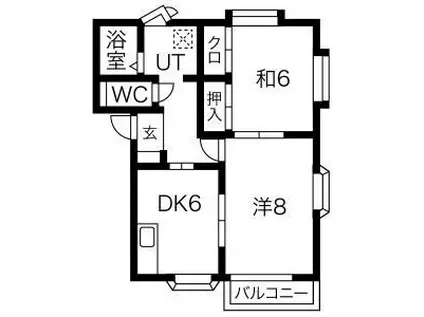 シェリールII(2DK/1階)の間取り写真