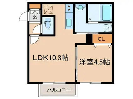 LIKO月寒東(1LDK/4階)の間取り写真