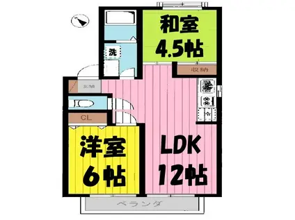 サンライトハイツⅡ(2LDK/1階)の間取り写真