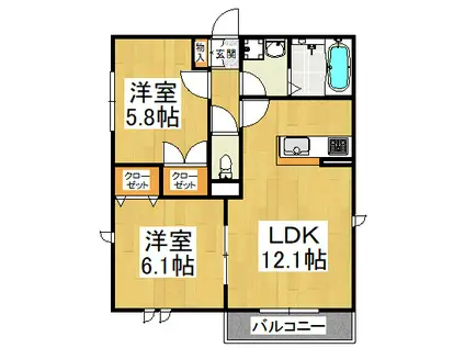 グランメゾン(2LDK/3階)の間取り写真