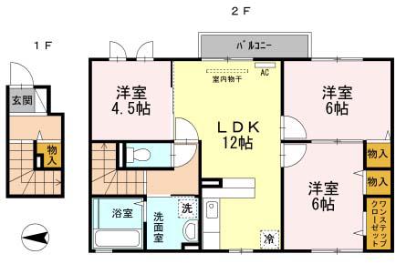 コージーコート法善寺(3LDK/2階)の間取り写真