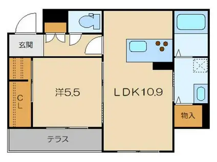メゾン・ポルトボヌール(1LDK/1階)の間取り写真
