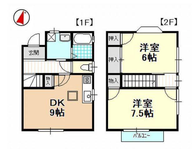 テラス実香(2DK/1階)の間取り写真