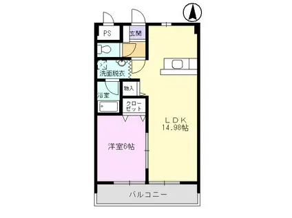 ラ・フォンテII(1LDK/3階)の間取り写真