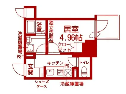 RISING STAGE(1K/4階)の間取り写真