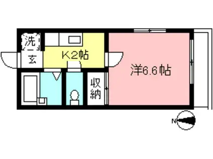 サントピアII(1K/2階)の間取り写真