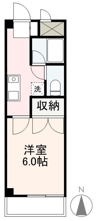 インベックビル(1K/2階)の間取り写真