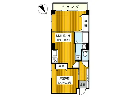 日吉月村マンションNO10(1LDK/2階)の間取り写真