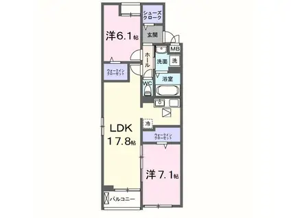 LORD(2LDK/1階)の間取り写真