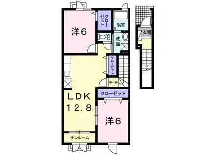 グロワール(2LDK/2階)の間取り写真