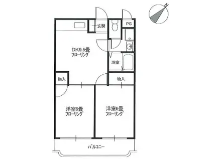 パストラルマンションMII(2DK/4階)の間取り写真