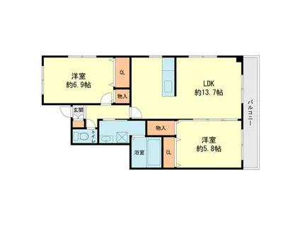 レクアドール(2LDK/1階)の間取り写真