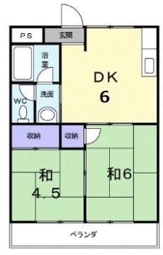 春日ハイツ(2DK/2階)の間取り写真