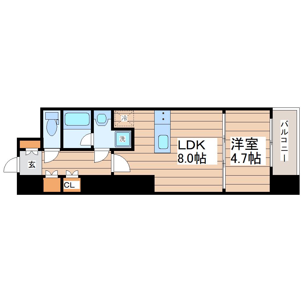 シーズンフラッツ上杉(1LDK/3階)の間取り写真
