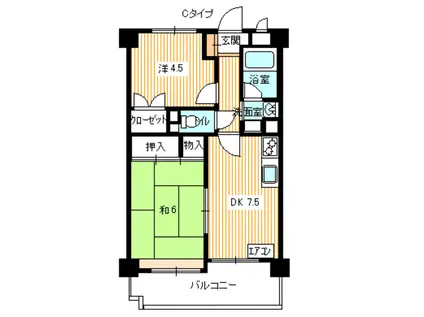 シャルム大和(2DK/8階)の間取り写真