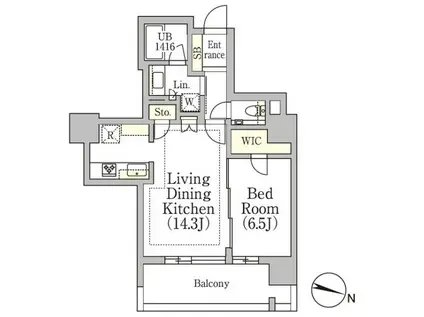 プライムガーデン西麻布(1LDK/2階)の間取り写真
