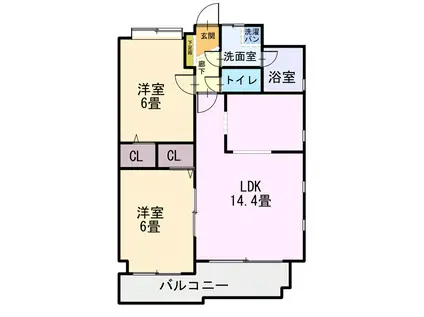 グリーンバレー弐番館(2LDK/2階)の間取り写真