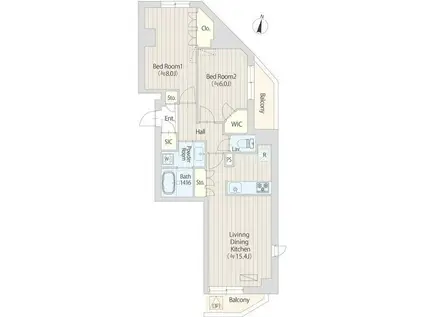 ファレール笹塚2(2LDK/3階)の間取り写真