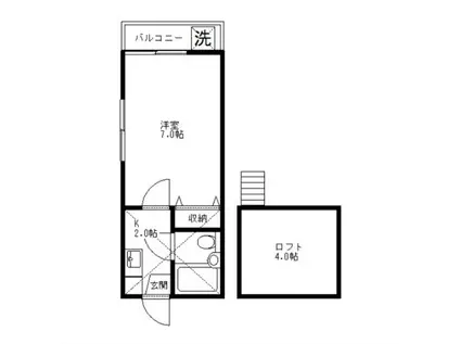 レッドバロン(1K/1階)の間取り写真