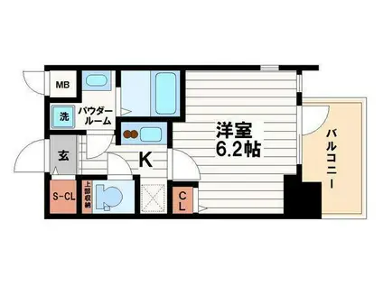 プレサンス玉造駅前ルージュ(1K/13階)の間取り写真