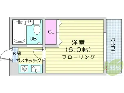 プレステージ横田(1K/4階)の間取り写真