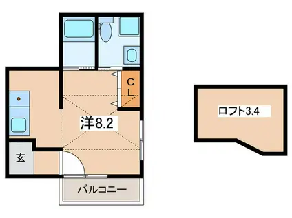 アストライア横浜(ワンルーム/2階)の間取り写真
