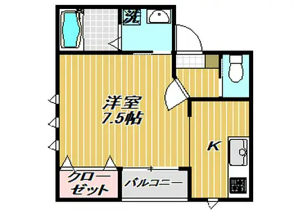 都営浅草線 戸越駅 徒歩7分 3階建 築17年(1K/2階)の間取り写真