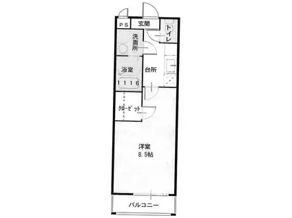 フジパレス吹田ウエストII番館(1K/2階)の間取り写真