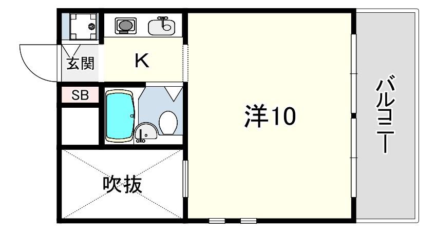 ジョイフル東灘Ⅱ(1K/2階)の間取り写真