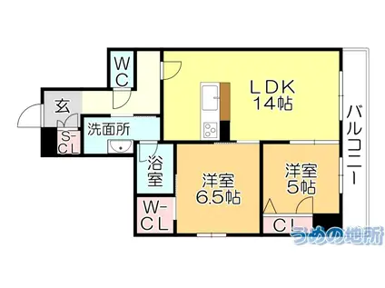 ラ・ルーチェ東櫛原(2LDK/3階)の間取り写真