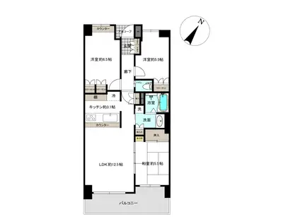 サンクレイドル高崎駅前(3LDK/7階)の間取り写真