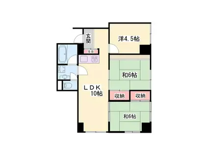 手柄コーポ1号館(3LDK/3階)の間取り写真